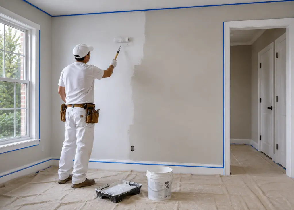 Painter Painting a wall